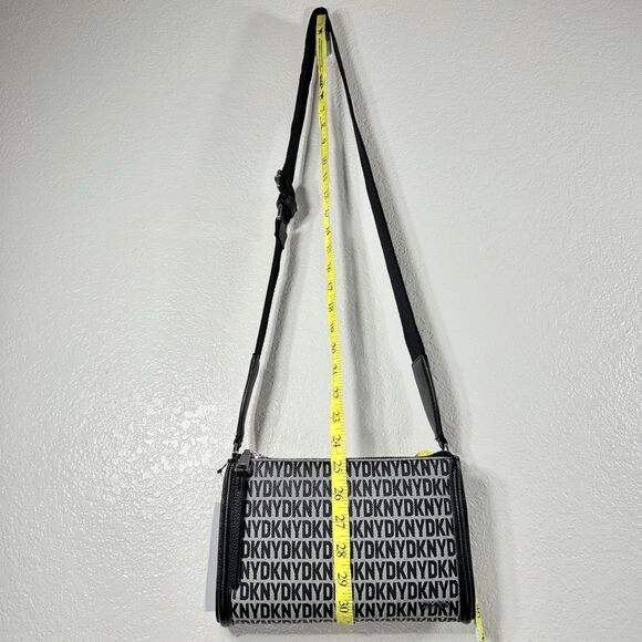 NWT DKNY Milo Crossbody Bag Black Monogram Thick Adjustable Strap Zip Magnet - Picture 16 of 16